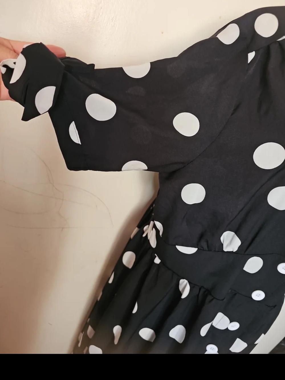 Avenue Black Maxi Dress with White Polka Dots - Picture 2 of 4
